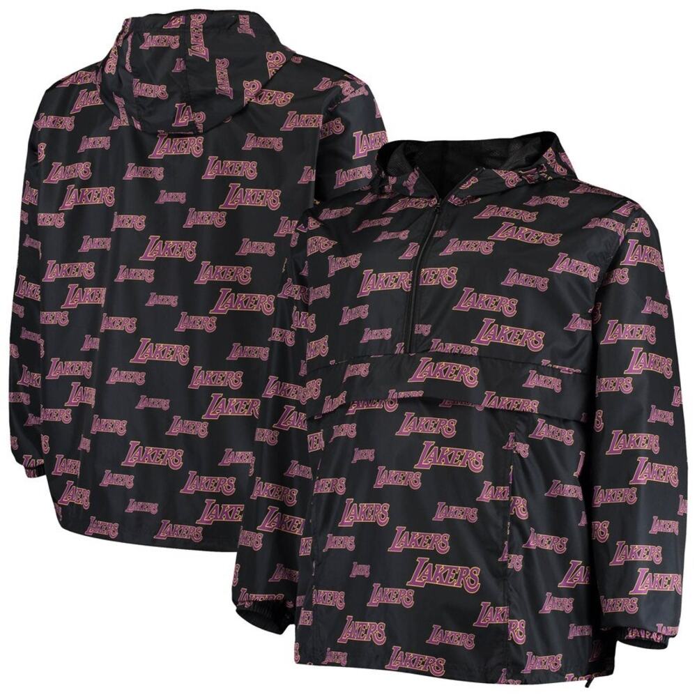 Fanatics Los Angeles Lakers All-Over Print Half Zip Hoodie Anorak Jacket XLT NWT